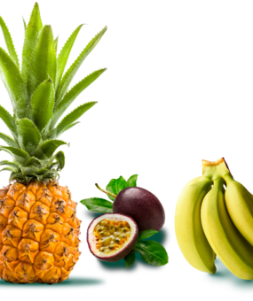 Fruit de la passion, bananes et ananas victoria